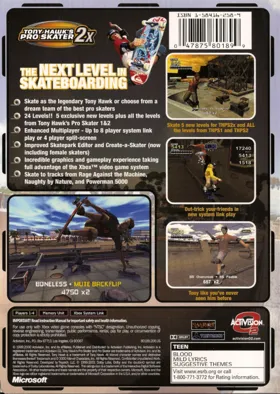 Tony Hawks Pro Skater 2x (USA) box cover back